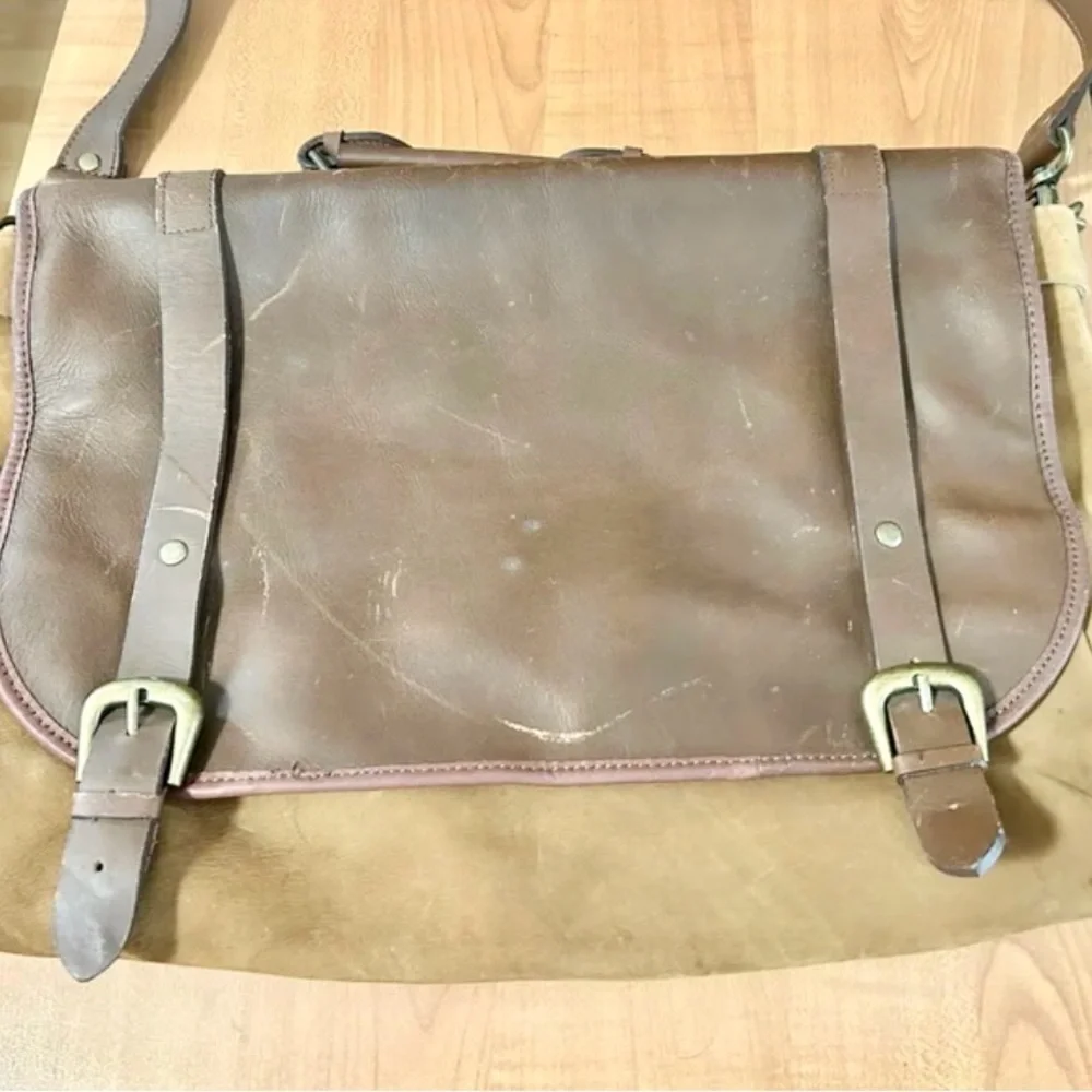 Vintage men Marlboro Gear Leather Briefcase Shoulder Messenger Bag Distressed